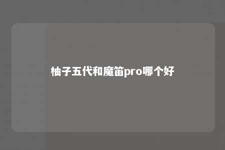 柚子五代和魔笛pro哪个好