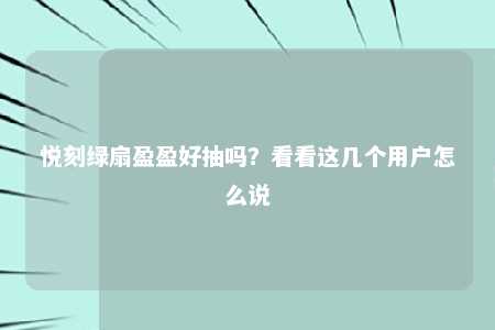 悦刻绿扇盈盈好抽吗？看看这几个用户怎么说