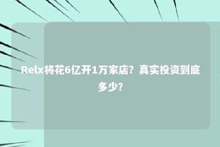 Relx将花6亿开1万家店？真实投资到底多少？