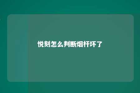 悦刻怎么判断烟杆坏了