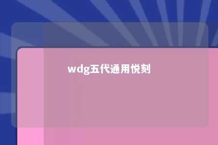 wdg五代通用悦刻