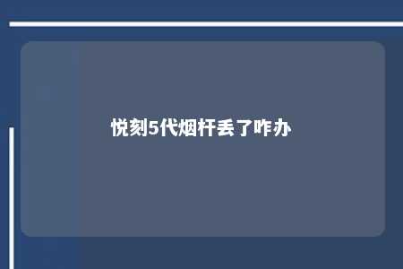 悦刻5代烟杆丢了咋办