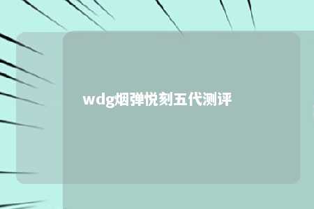 wdg烟弹悦刻五代测评