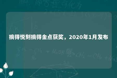 摘得悦刻摘得金点获奖，2020年1月发布