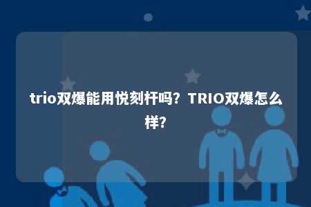 trio双爆能用悦刻杆吗？TRIO双爆怎么样？