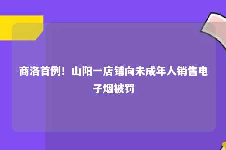 商洛首例！山阳一店铺向未成年人销售电子烟被罚