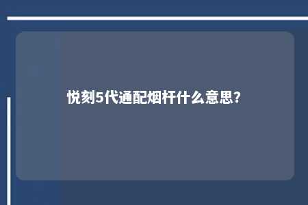 悦刻5代通配烟杆什么意思？