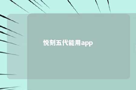 悦刻五代能用app