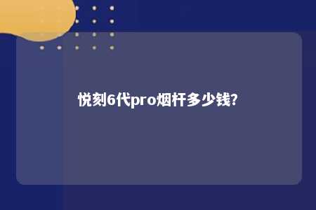 悦刻6代pro烟杆多少钱？