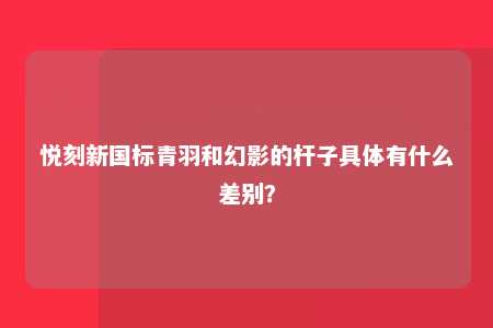 悦刻新国标青羽和幻影的杆子具体有什么差别？