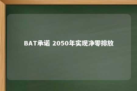 BAT承诺 2050年实现净零排放