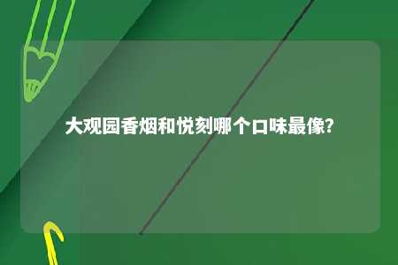 大观园香烟和悦刻哪个口味最像？