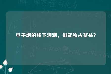 电子烟的线下浪潮，谁能独占鳌头？