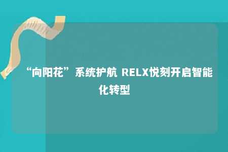 “向阳花”系统护航 RELX悦刻开启智能化转型