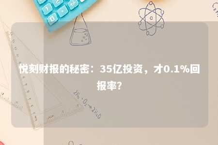 悦刻财报的秘密：35亿投资，才0.1%回报率？