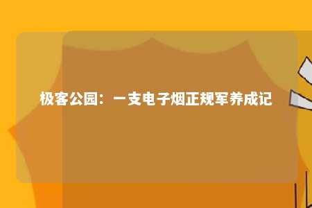 极客公园：一支电子烟正规军养成记