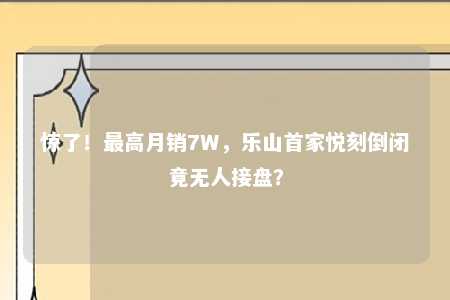 惊了！最高月销7W，乐山首家悦刻倒闭竟无人接盘？